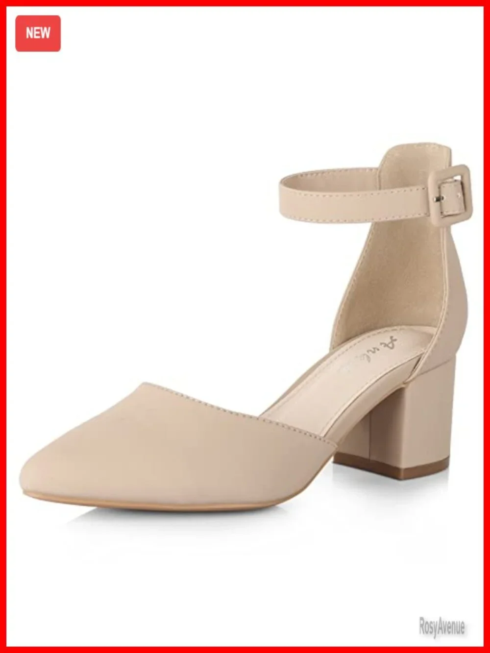 Closed Toe Pointed Toe Heels Block Chunky Heels Ankle Strap Pumps 2.25 Inch